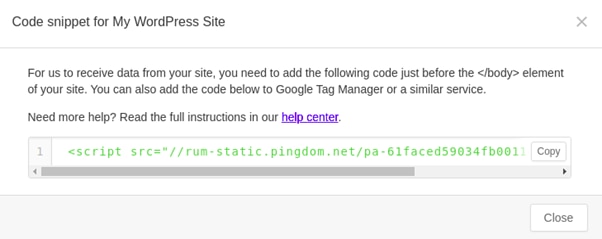 Pingdom plug-in for WordPress code snippet example