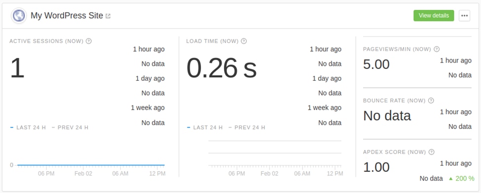 Pingdom RUM data for WordPress site