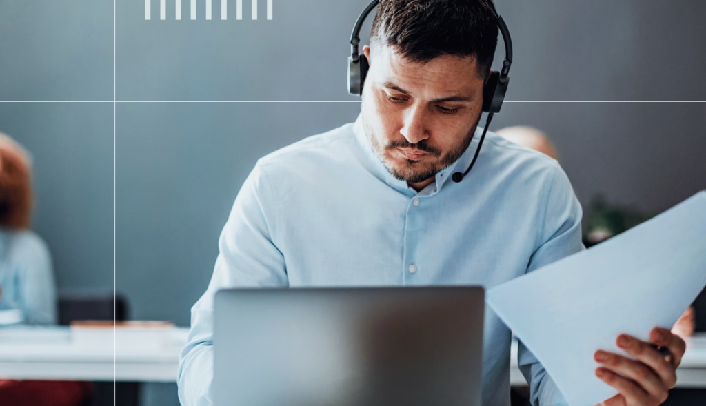 ITSM agent sits at his computer